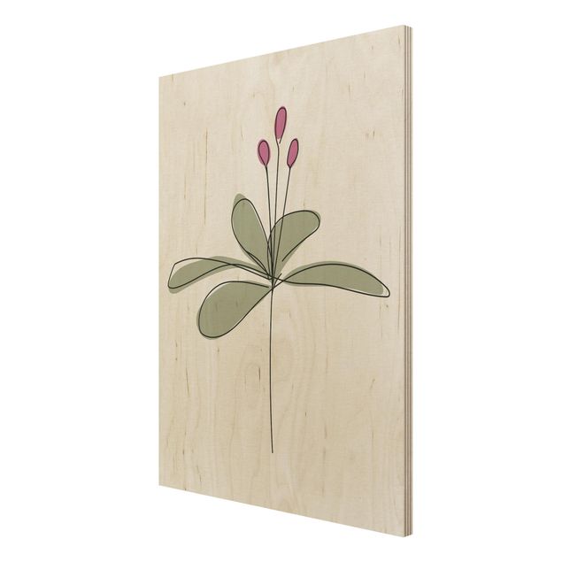 Cuadros de madera flores Lily Line Art