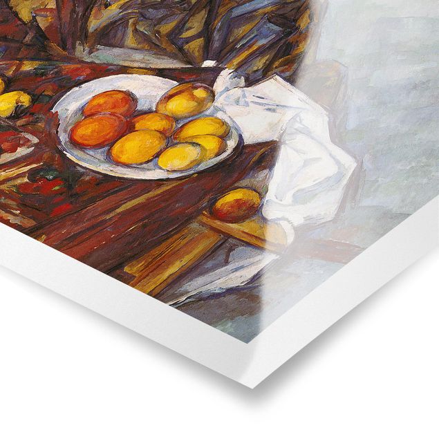 Póster cuadros famosos Paul Cézanne - Still Life, Flower Curtain, And Fruits