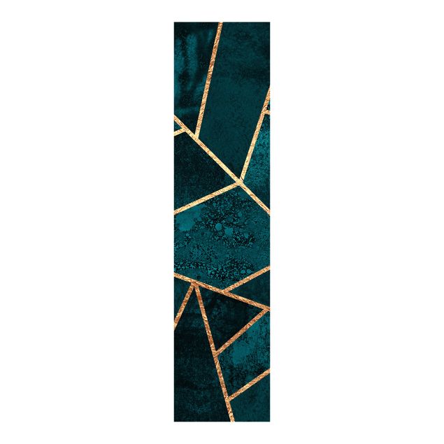 Paneles japoneses patrones Dark Turquoise With Gold