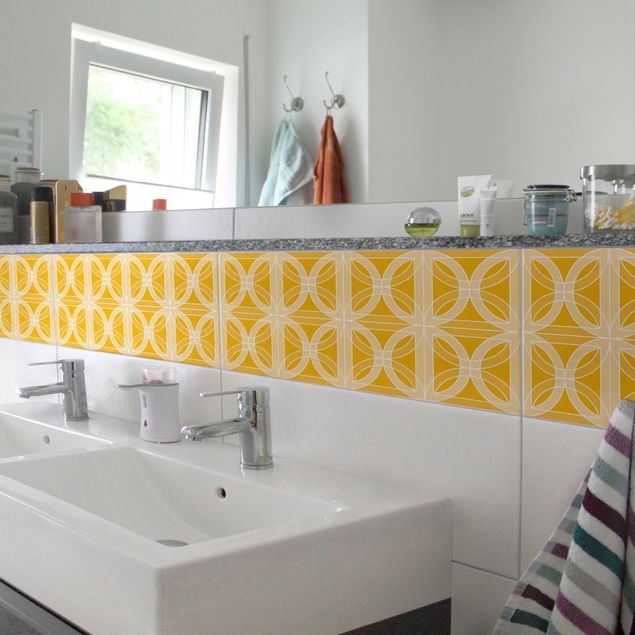 Adhesivos para azulejos patrones Circular Tile Design Melon Yellow 30cm x 60cm