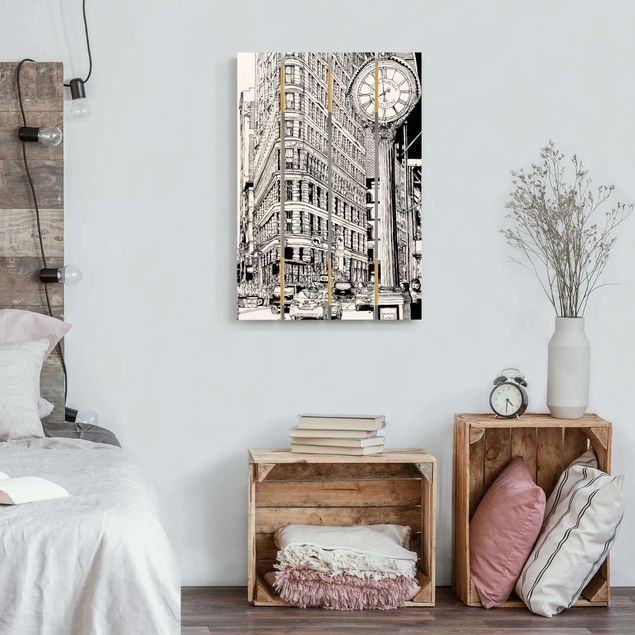 cuadros de madera decorativos City Study - Flatiron Buidling