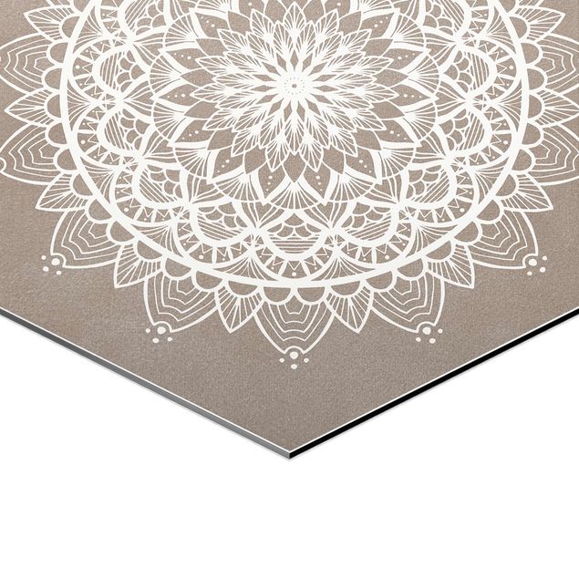 Cuadros hexagonales Mandala Illustration Shabby Set Beige White
