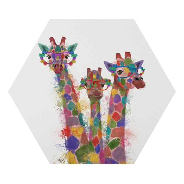Cuadros multicolor Rainbow Splash Giraffe Trio