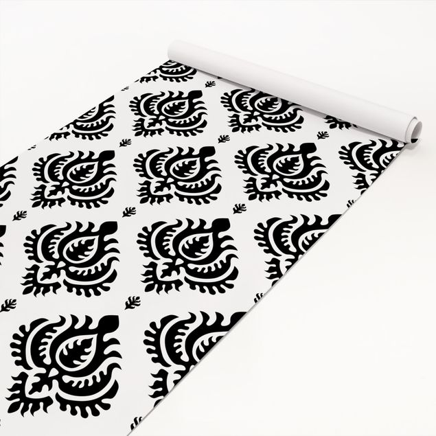 Láminas adhesivas mate Neo Baroque Black And White Damask Pattern