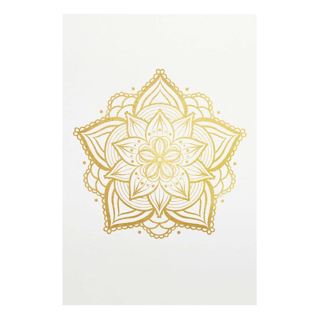 Cuadros modernos Mandala Flower Illustration White Gold