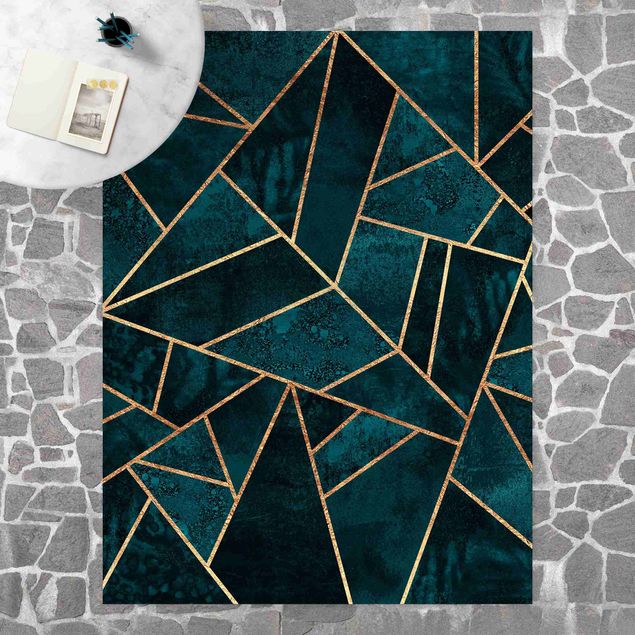 alfombra de terraza Dark Turquoise With Gold