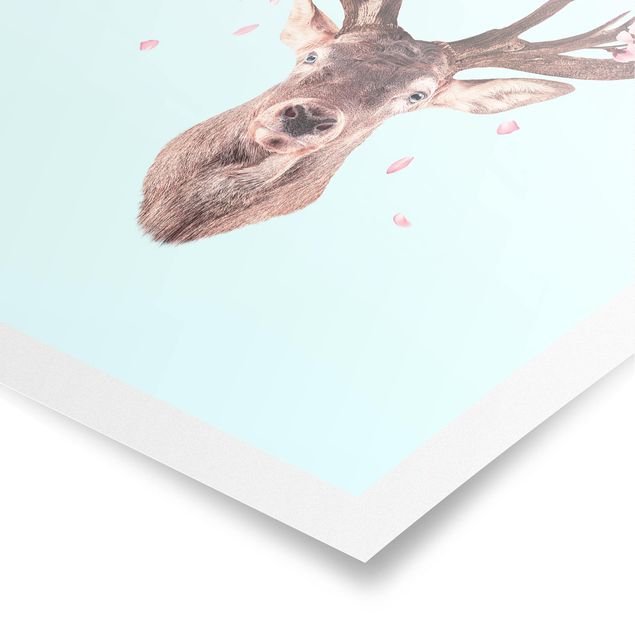 Póster cuadros famosos Deer With Cherry Blossoms
