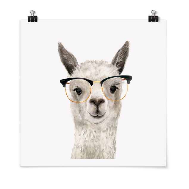 Póster animales Hip Lama With Glasses I