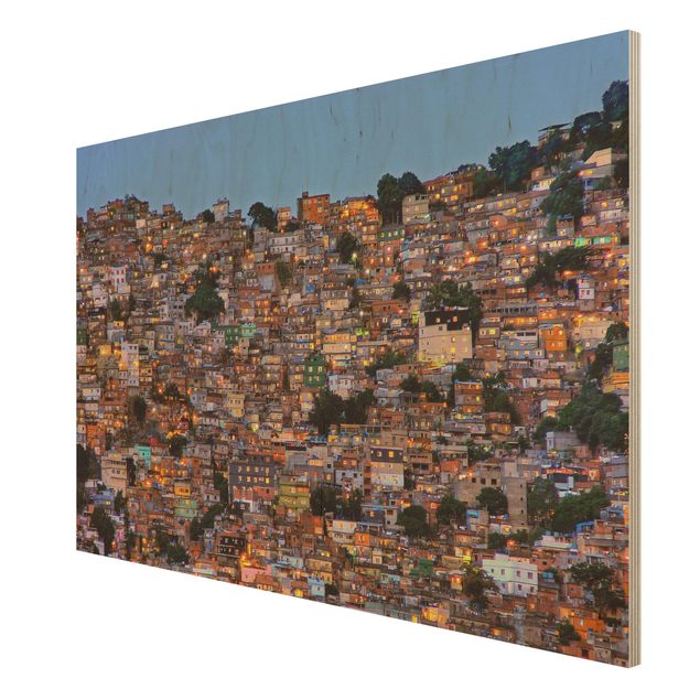 cuadros de madera decorativos Rio De Janeiro Favela Sunset