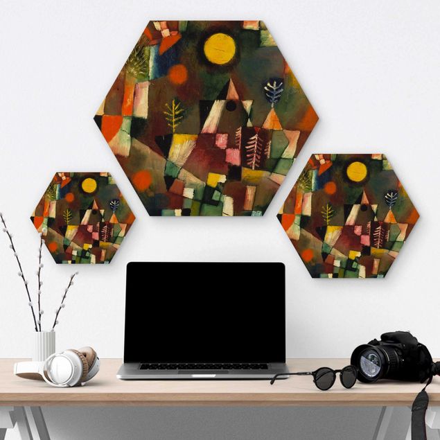 Hexagon Bild Holz - Paul Klee - Der Vollmond