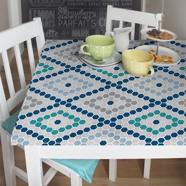 Papel adhesivo para muebles patrones Moroccan Tile Pattern Turquoise Blue