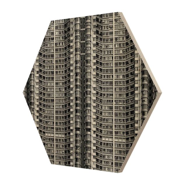 Hexagon Bild Holz - Skyscraper