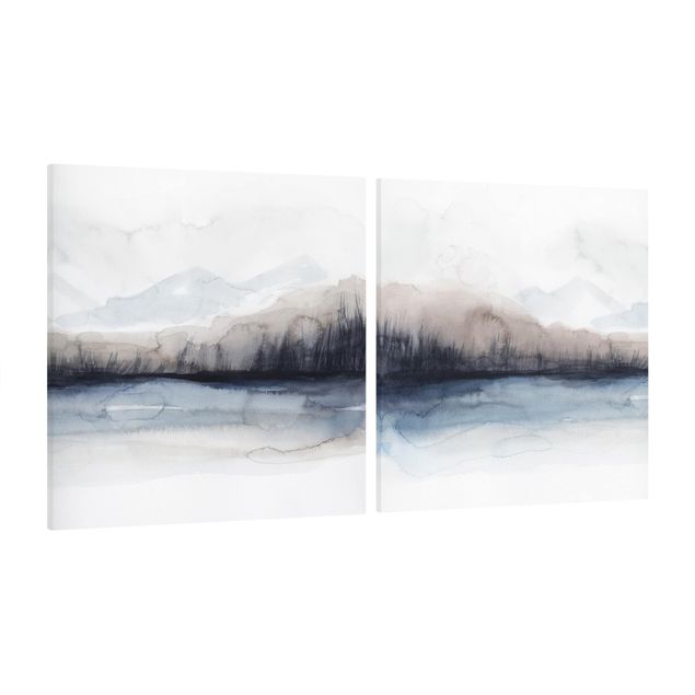 Lienzos abstractos Lakeside With Mountains Set I