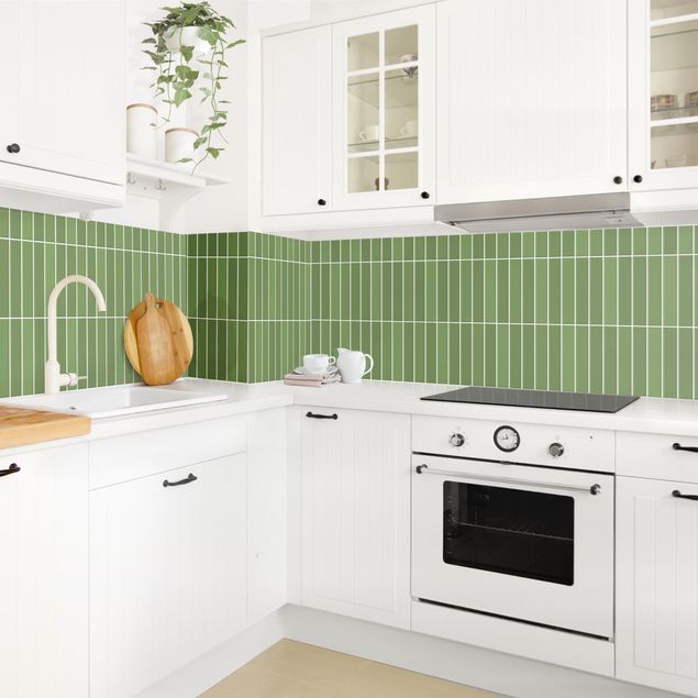 Salpicadero cocina adhesivo monocromático Subway Tiles - Green