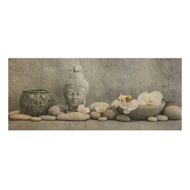 Cuadros Haase Zen Buddha With White Orchids