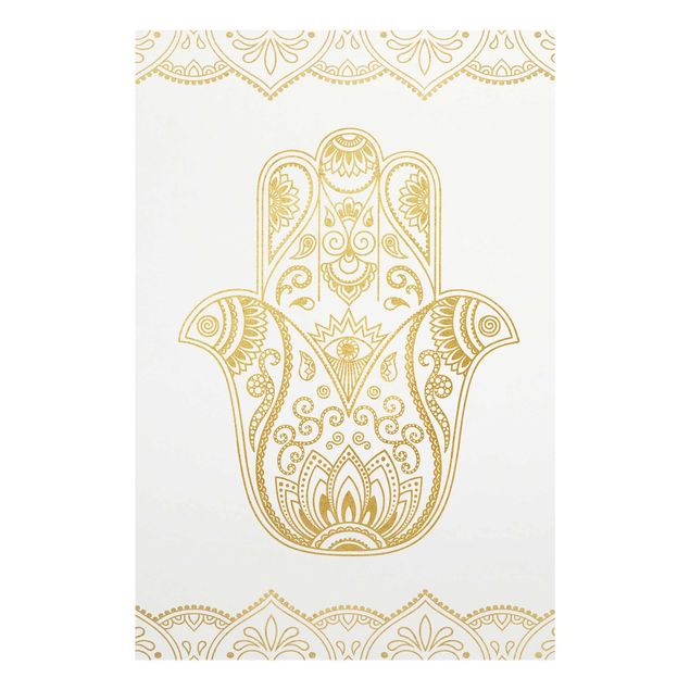 Cuadros decorativos Hamsa Hand Illustration White Gold