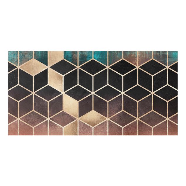 panel-antisalpicaduras-cocina Turquoise Rose Golden Geometry