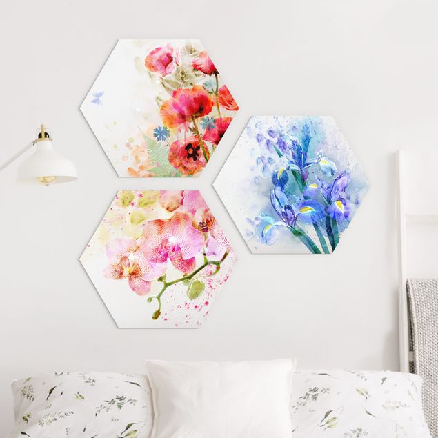 Cuadros de amapolas Watercolour Flower Trio