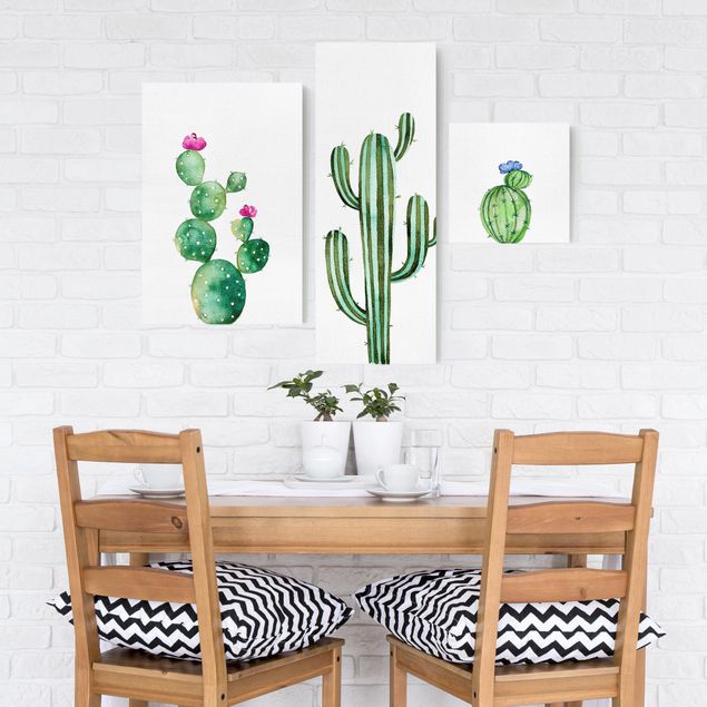 Lienzos flores Watercolour Cactus Set