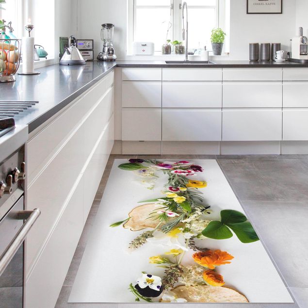 Pasilleros alfombras Fresch Herbs With Edible Flowers