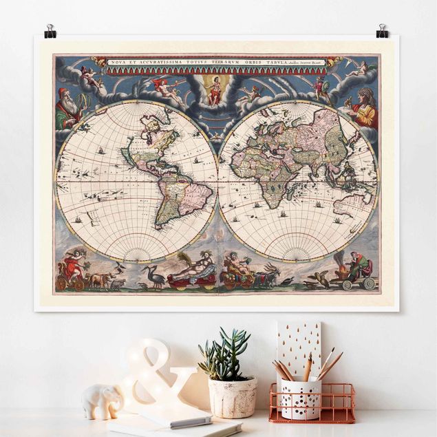 Decoración cocina Historic World Map Nova Et Accuratissima Of 1664