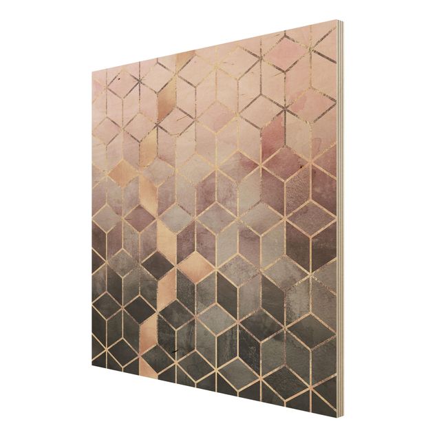Cuadros Elisabeth Fredriksson Pink Grey Golden Geometry