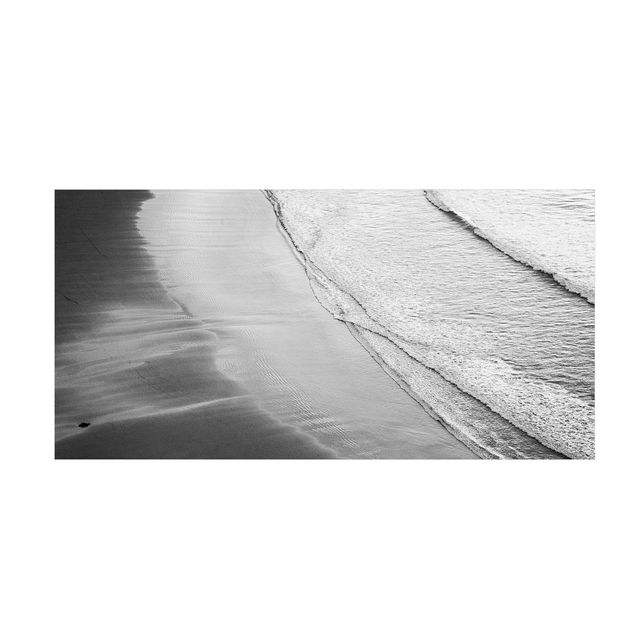 Alfombra blanco y negro Soft Waves On The Beach Black And White