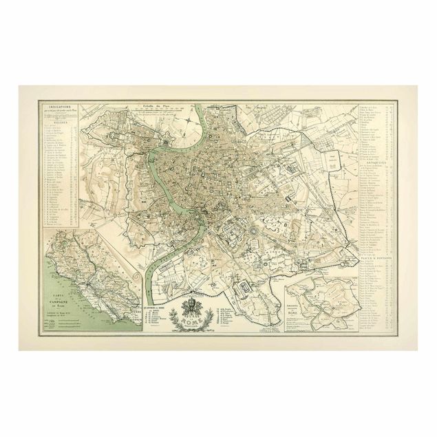 Cuadros Italia Vintage Map Rome Antique
