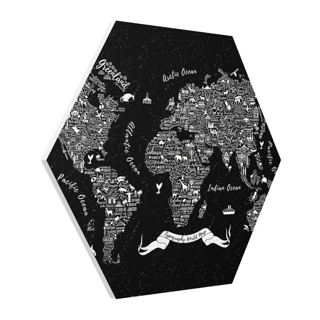 Cuadros modernos Typography World Map Black