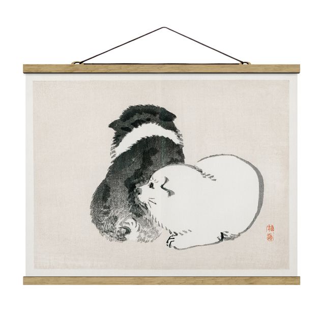 Cuadro vintage Asian Vintage Drawing Black And White Pooch
