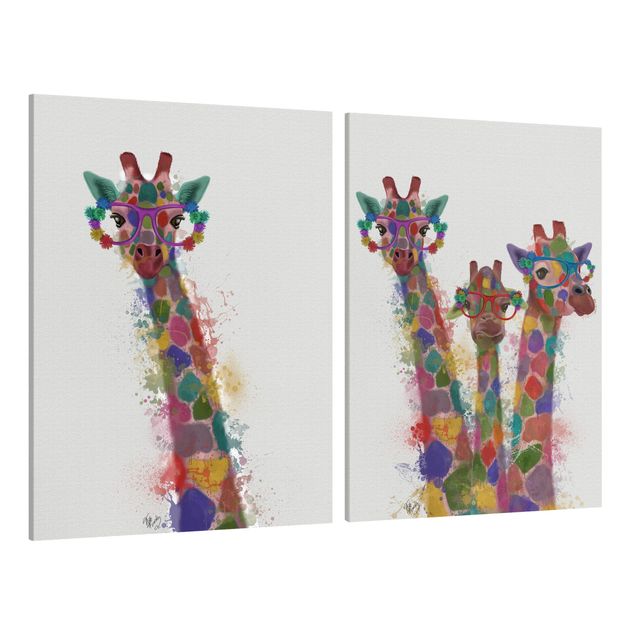 Lienzos de animales Rainbow Splash Giraffes Set I