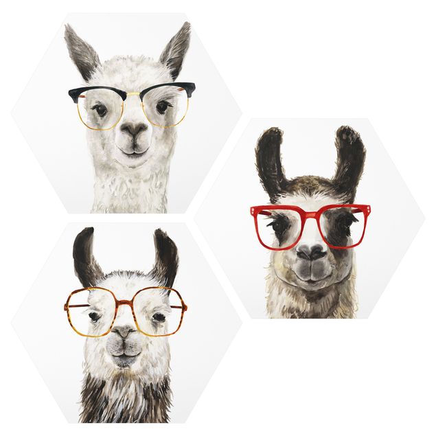 Cuadros infantiles animales Cool IIlamas With Glasses Set I