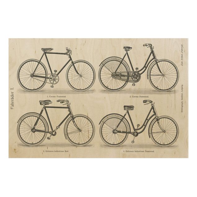cuadros de madera vintage Vintage Poster Bicycles