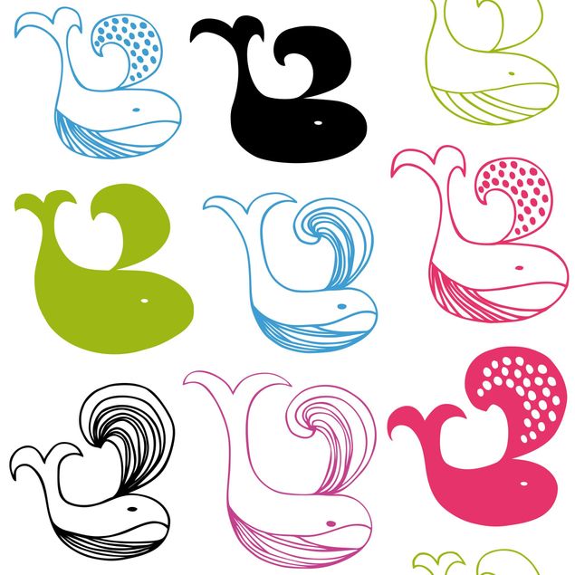 Láminas de vinilo Nursery Pattern With Blue Whales