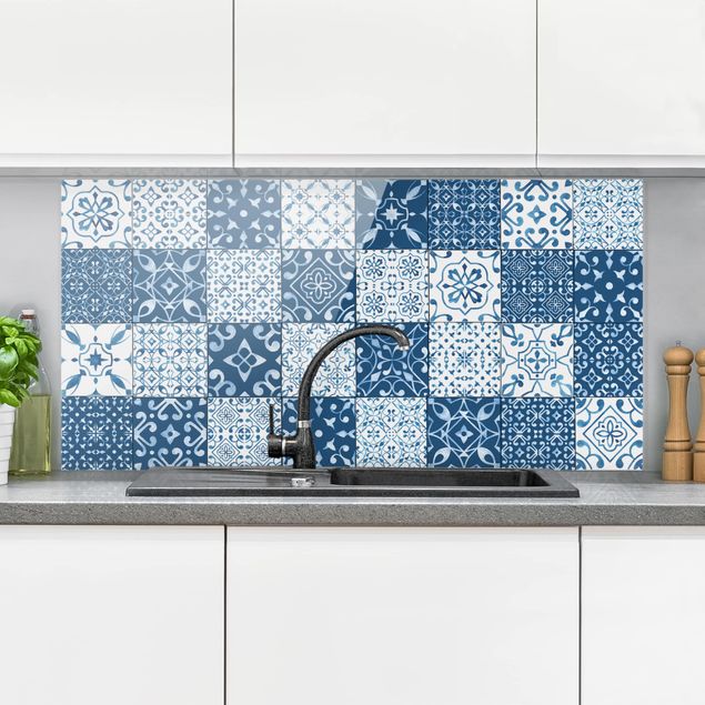 Decoración de cocinas Tile Pattern Mix Blue White