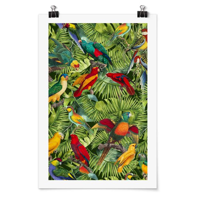 Cuadros de plantas naturales Colourful Collage - Parrots In The Jungle
