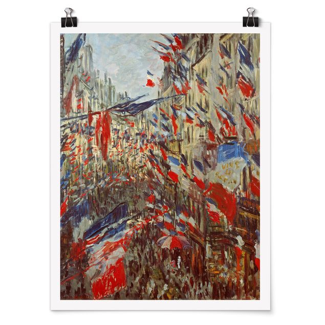 Estilos artísticos Claude Monet - The Rue Montorgueil with Flags