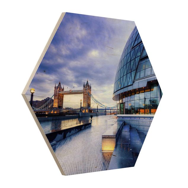 Hexagon Bild Holz - Cityhall London