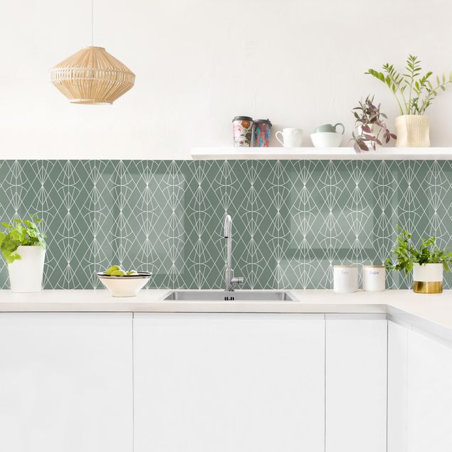 revestimiento pared cocina Art Deco Diamond Pattern In Front Of Green XXL