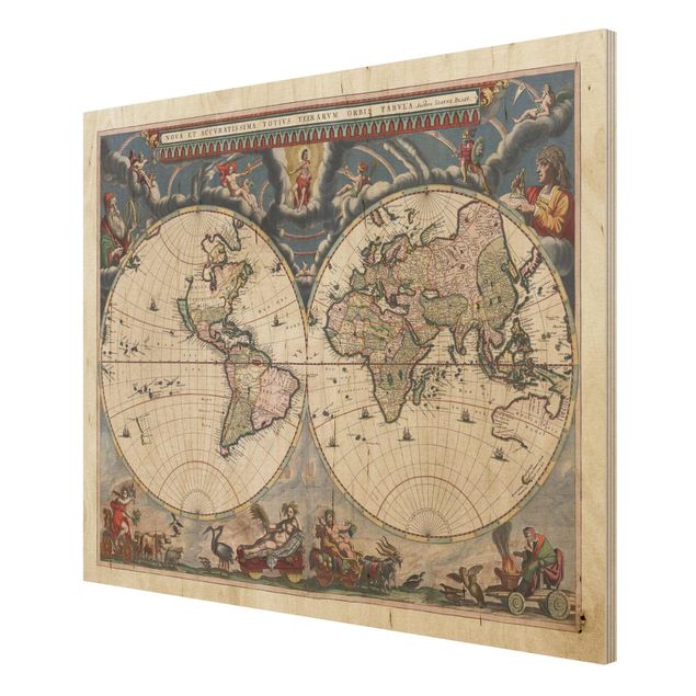 Cuadros modernos Historic World Map Nova Et Accuratissima Of 1664