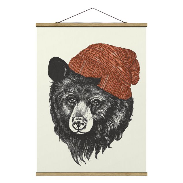 Cuadros modernos y elegantes Illustration Bear With Red Cap Drawing