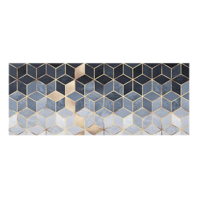 panel-antisalpicaduras-cocina Blue White Golden Geometry