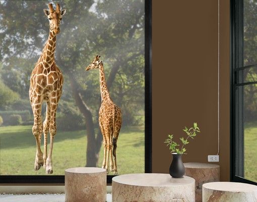 Decoración infantil pared Two Giraffes