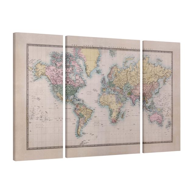 Lienzos de mapamundi Vintage World Map Around 1850
