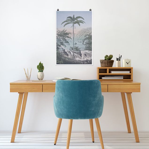Póster de cuadros famosos Vintage Illustration - Landscape With Palm Tree