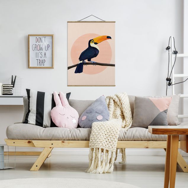 Cuadros modernos y elegantes Illustration Bird Toucan Painting Pastel