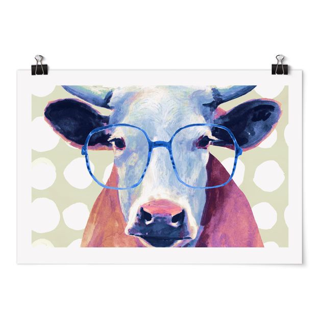 Cuadros infantiles animales Animals With Glasses - Cow