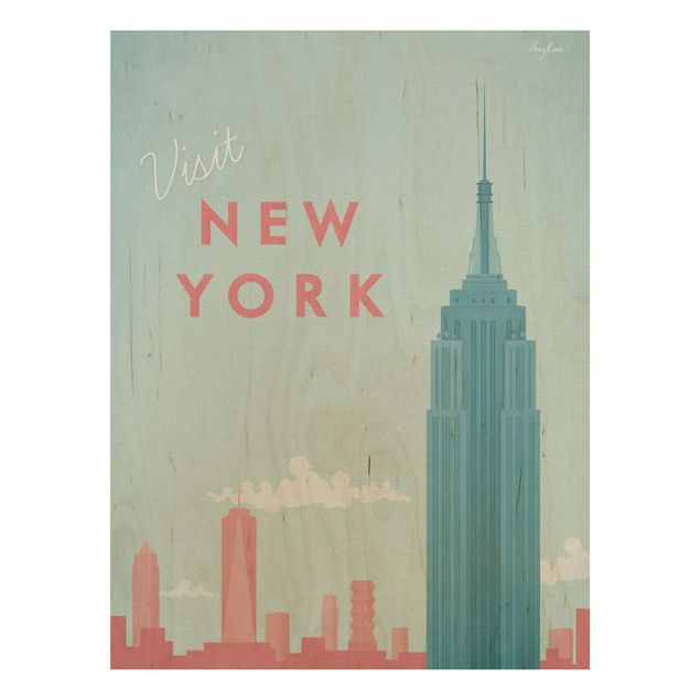 cuadro vintage madera Travel Poster - New York