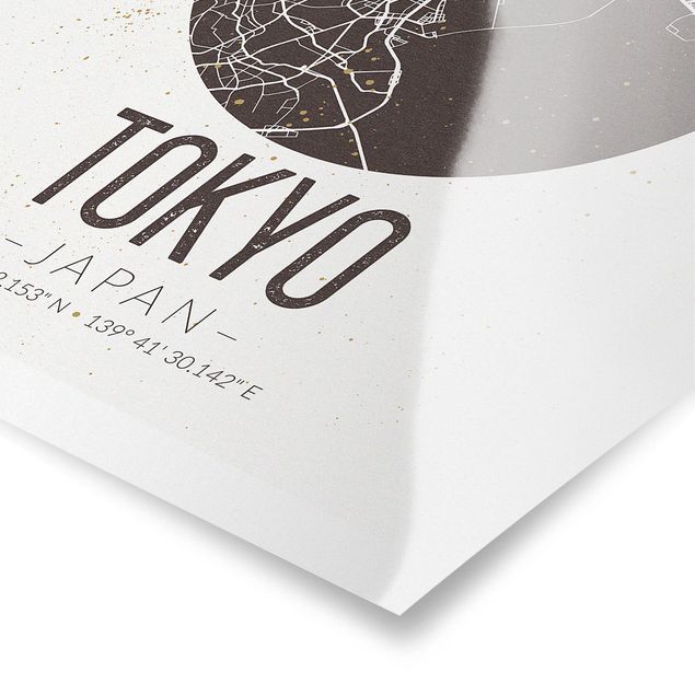 Lámina mapamundi Tokyo City Map - Retro