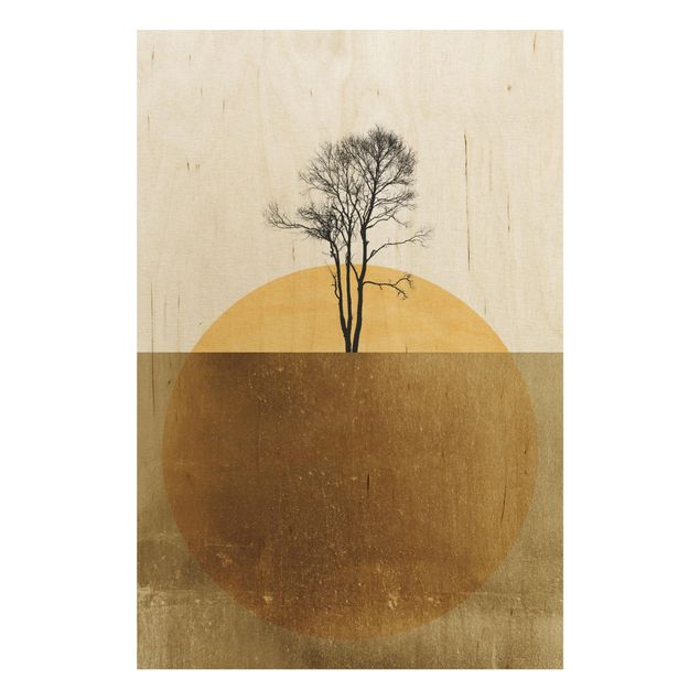 Cuadros de madera paisajes Golden Sun With Tree